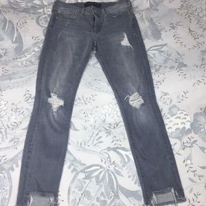 Distressed Gray Jeans (Frayed Hem)
